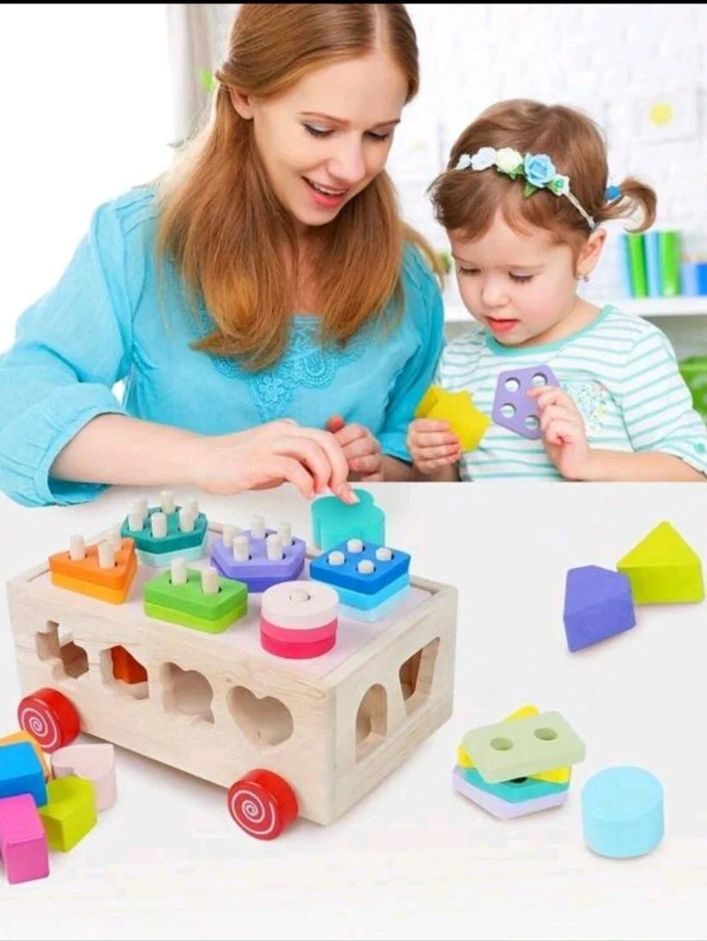 Local 1 Piece Shape Number Matching Intelligence Car Toy Color Recognition Build